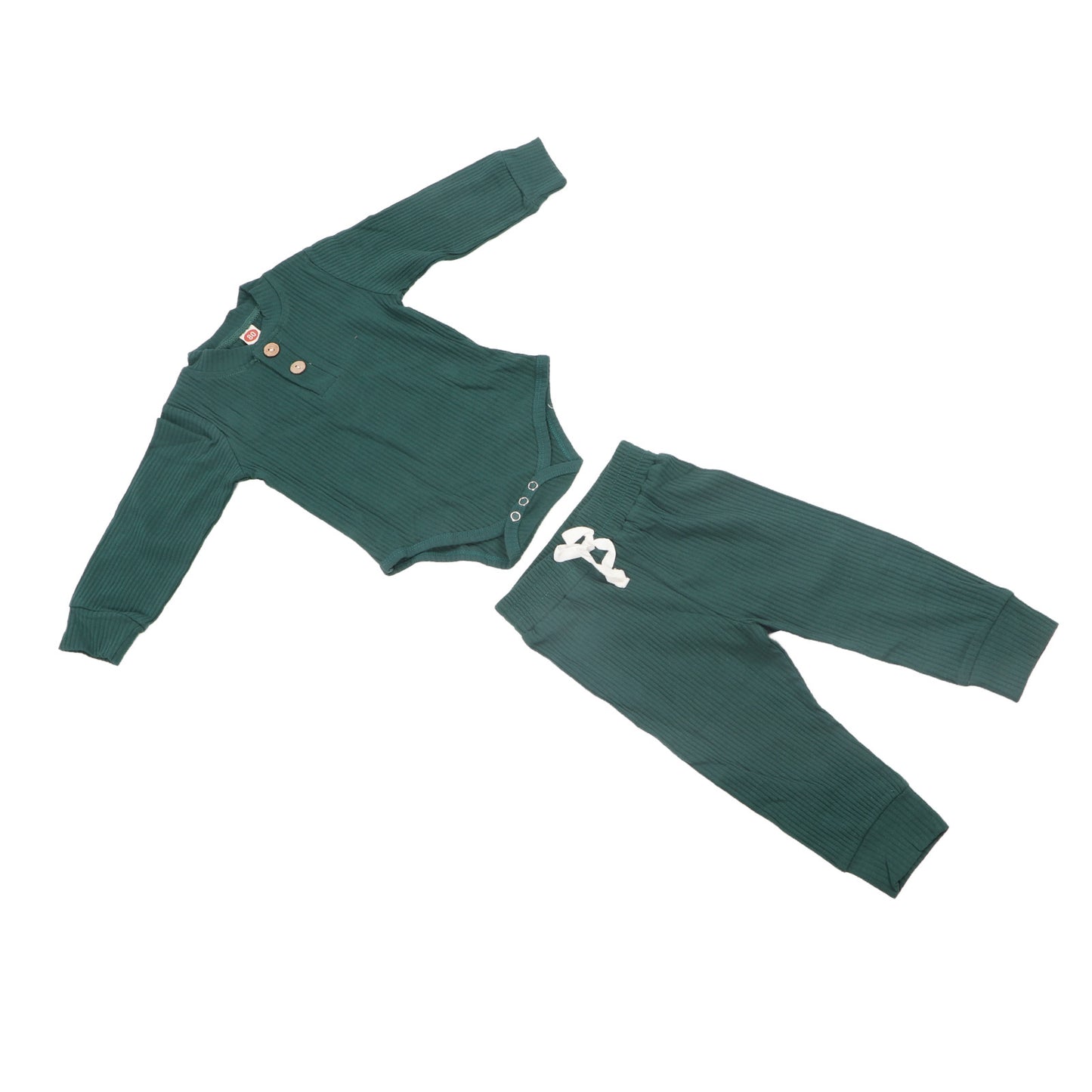 Long Sleeve Baby Bodysuit Set Soft Skin Friendly Fashion Cotton Baby Outfits for Boys Girls Green