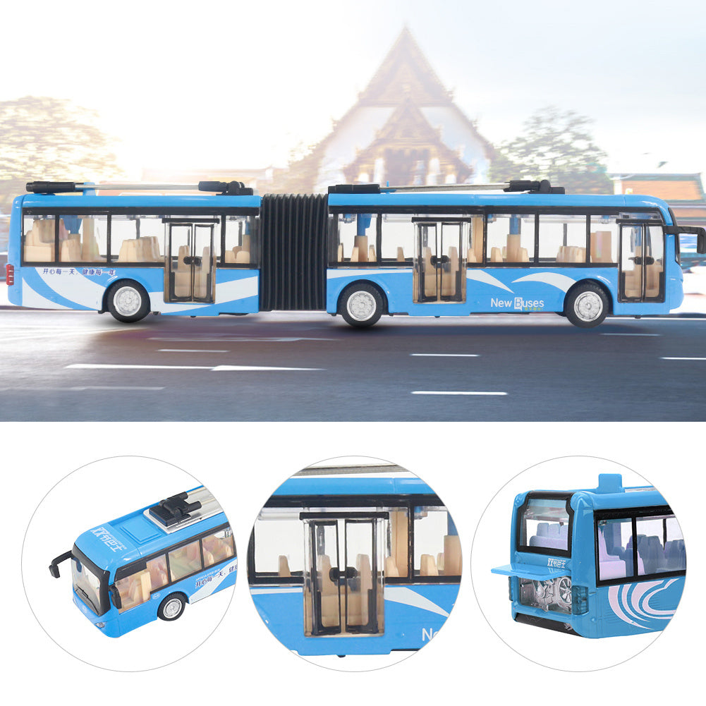 1:48 CS0133 Electronic City Bus Light Car Educational Toy for Children Kids Traffic Model(Blue)