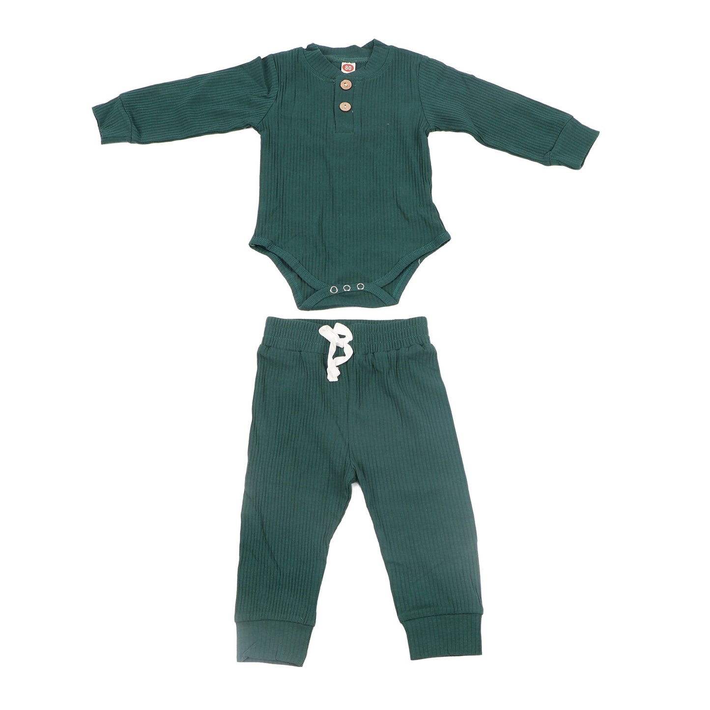 Long Sleeve Baby Bodysuit Set Soft Skin Friendly Fashion Cotton Baby Outfits for Boys Girls Green