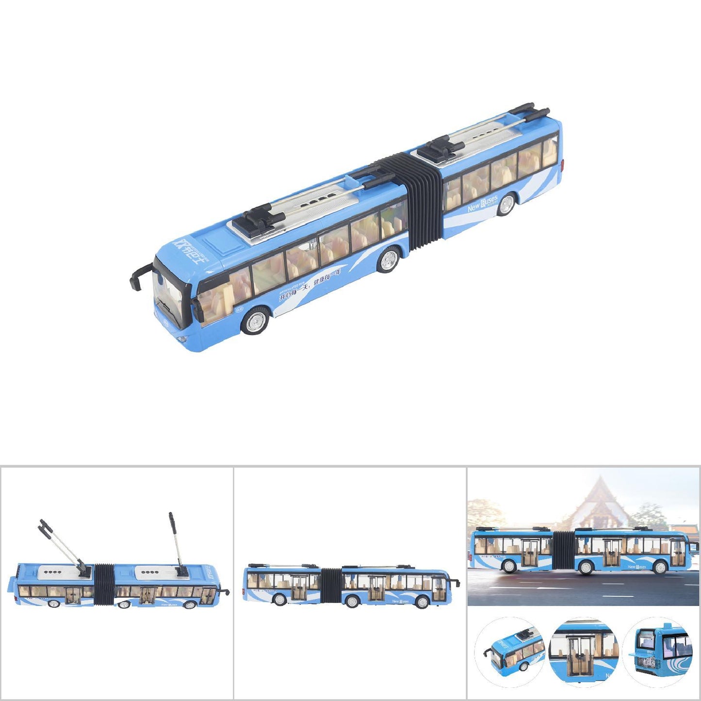 1:48 CS0133 Electronic City Bus Light Car Educational Toy for Children Kids Traffic Model(Blue)