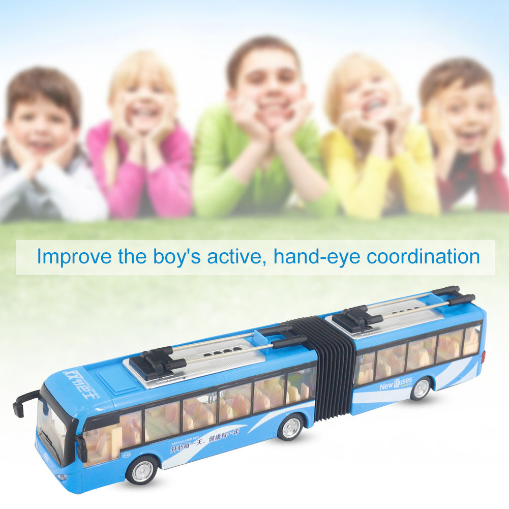 1:48 CS0133 Electronic City Bus Light Car Educational Toy for Children Kids Traffic Model(Blue)