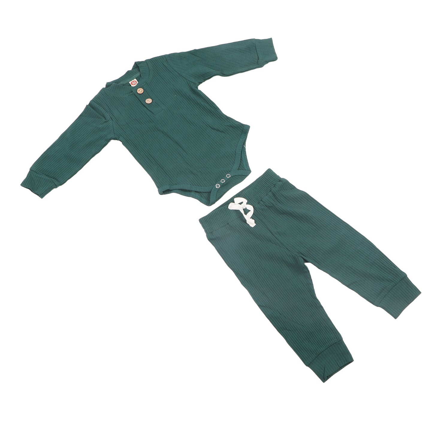 Long Sleeve Baby Bodysuit Set Soft Skin Friendly Fashion Cotton Baby Outfits for Boys Girls Green