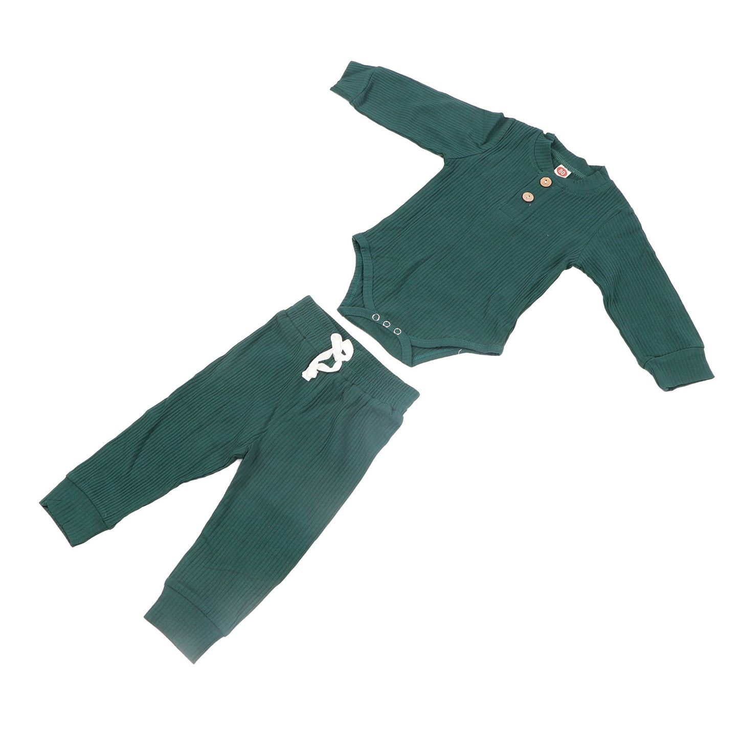 Long Sleeve Baby Bodysuit Set Soft Skin Friendly Fashion Cotton Baby Outfits for Boys Girls Green