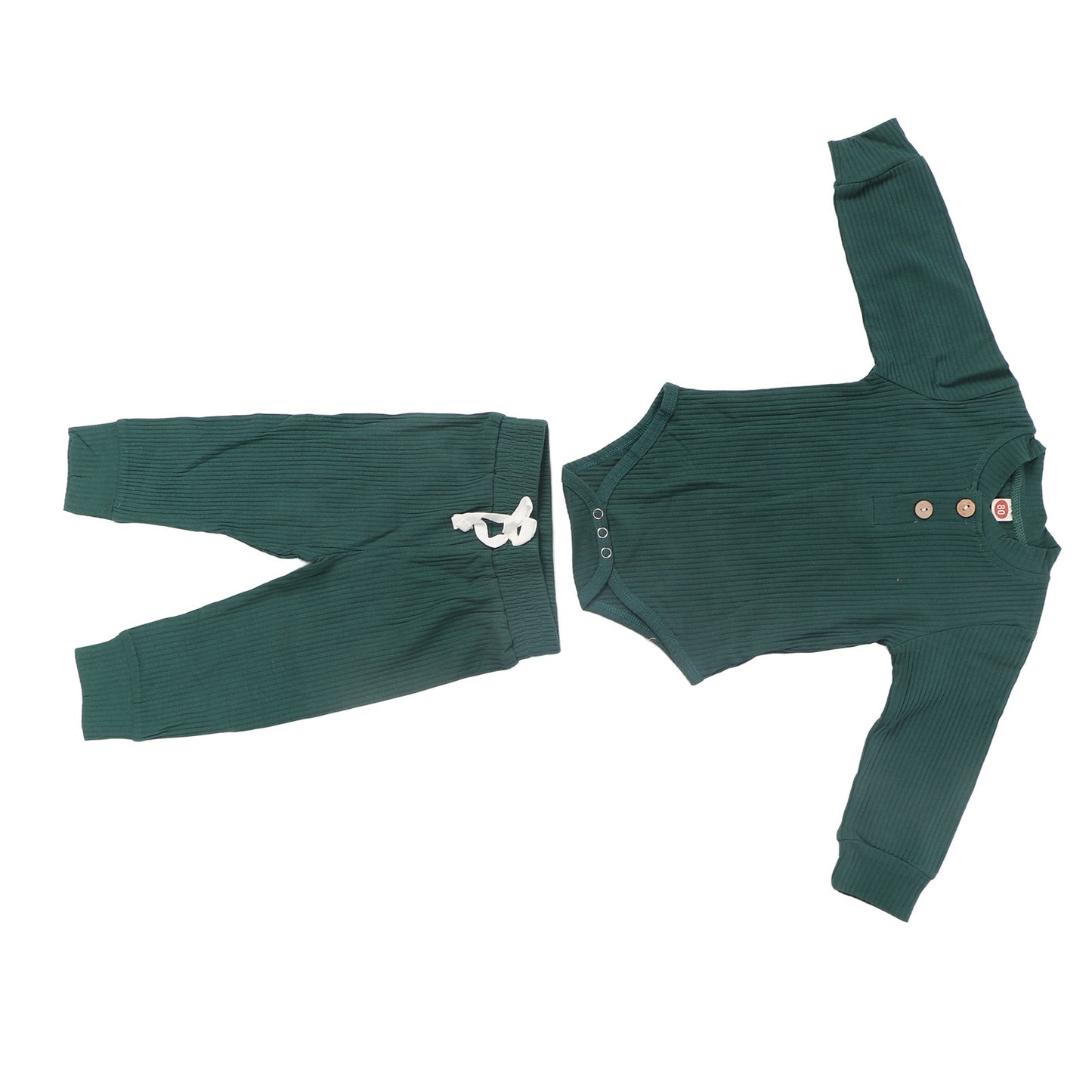 Long Sleeve Baby Bodysuit Set Soft Skin Friendly Fashion Cotton Baby Outfits for Boys Girls Green